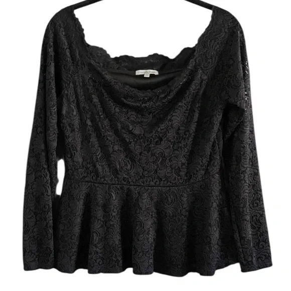 Charlotte Russe Y2K Black Lace Off The Shoulder Top L Retro Rockabilly Pinup - Picture 3 of 9